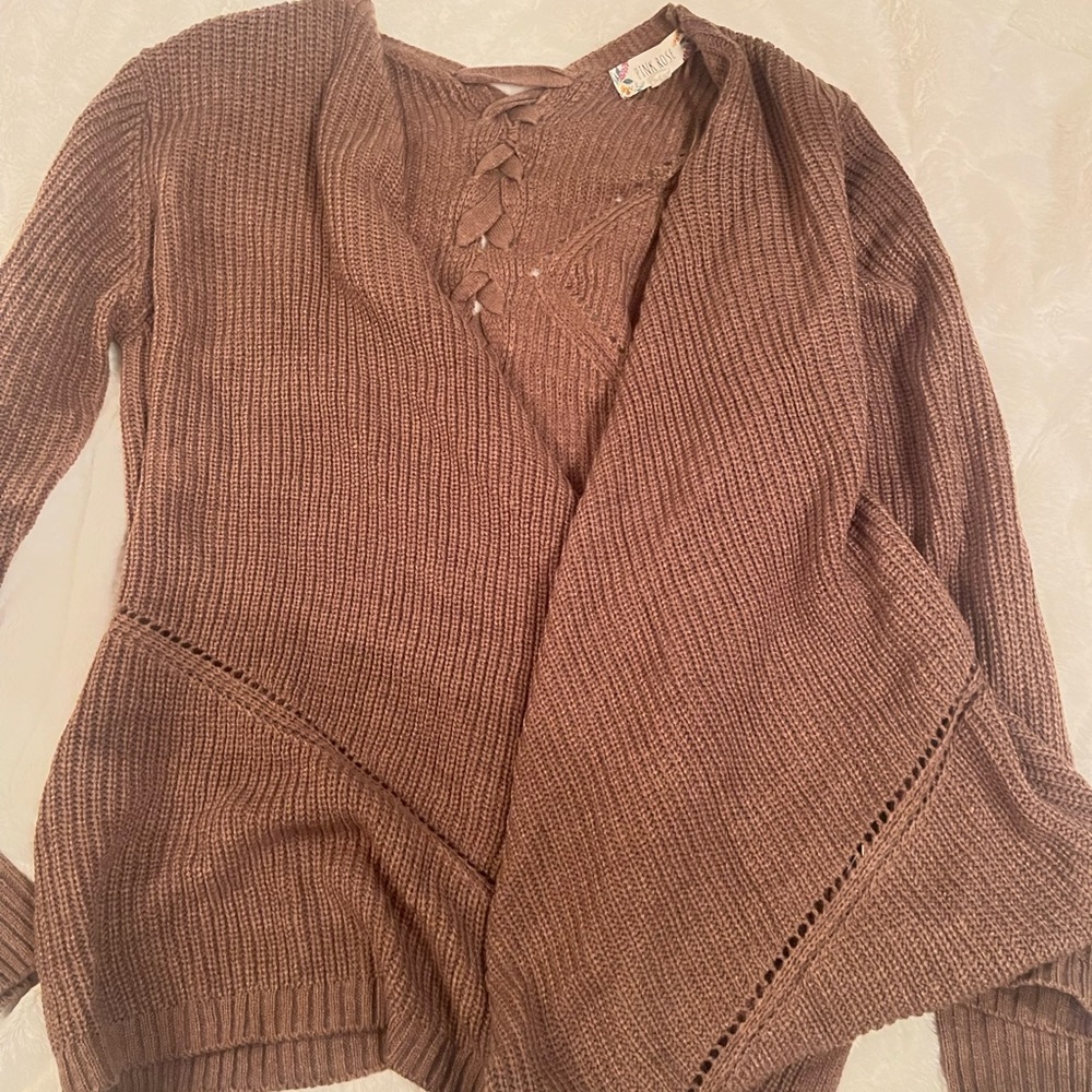 Brown medium lace back cardigan